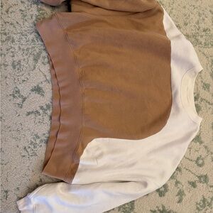 Two-Tone Brown and White Sweatshirt